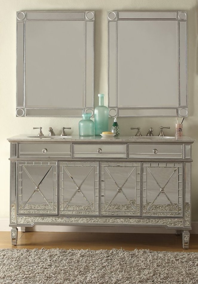 Mirrored bathroom on sale vanity cabinet